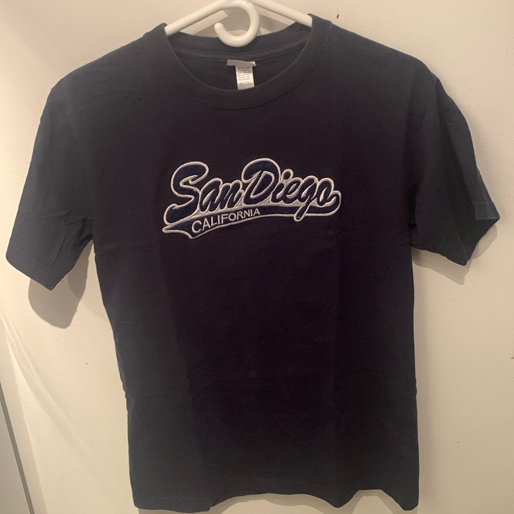 Awesome San Diego California Black 100% Cotton Tshirt w/ embroidered patch SZ S